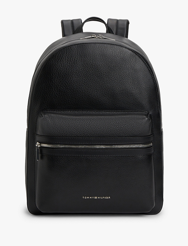 Tommy Hilfiger Accessories TH Business Premium Leather Dome Backpack - Black