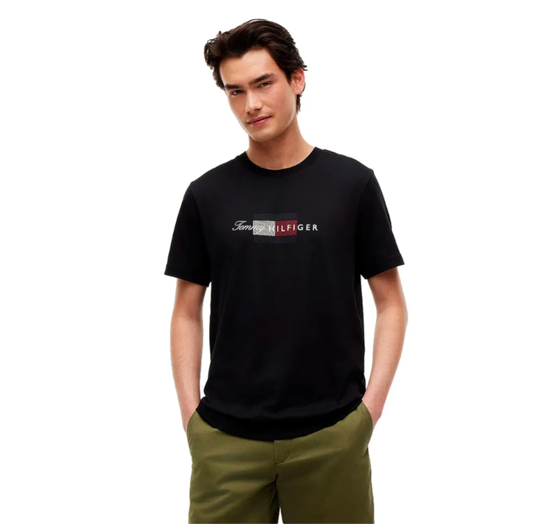 Tommy Hilfiger Black Msw Flag Graphic Jersey T-Shirt