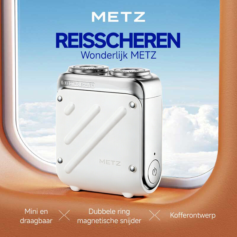 Metz Traveler Scheerapparaat voor mannen, mini & draagbaar, volledig waterdicht, perfect Qixi-Valentijnsdagcadeau voor vriend, echtgenoot en vader
