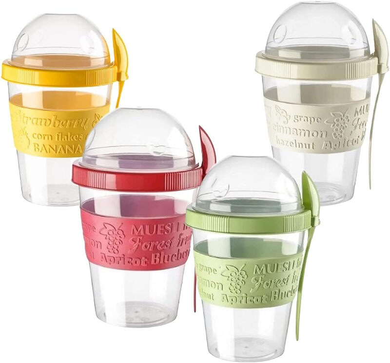 Salade-yoghurtbeker met compartiment voor toppings - assorti kleuren