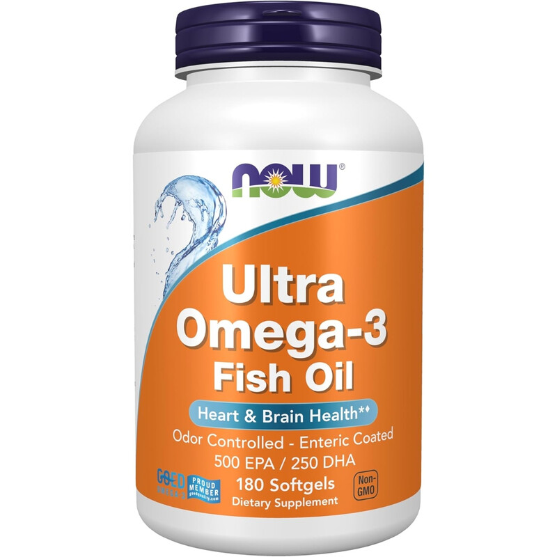 NOW Foods Ultra Omega-3 Fish Oil Heart & Brain 1000mg - 180 Softgels