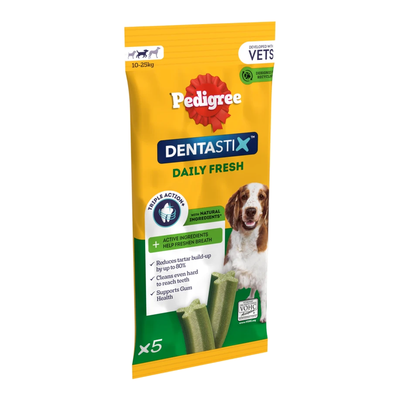 Pedigree DENTASTIX Daily Fresh Dental Chews Medium Dog Treat 5 Sticks 128g
