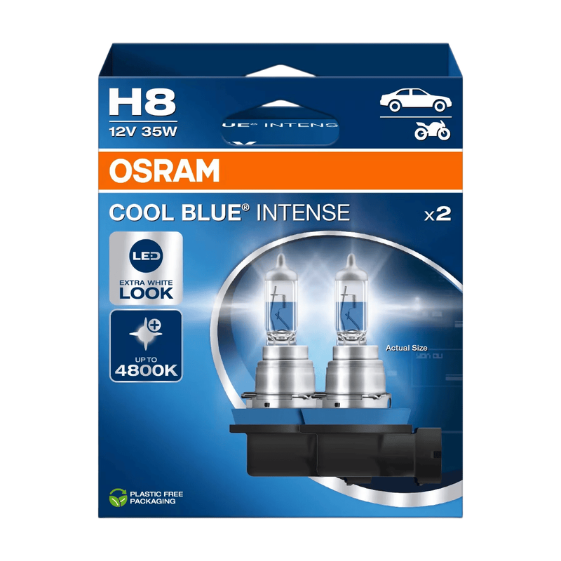 OSRAM COOL BLUE® INTENSE H8, tot 4.800K, halogeen koplamp, LED-look, 2 lampen