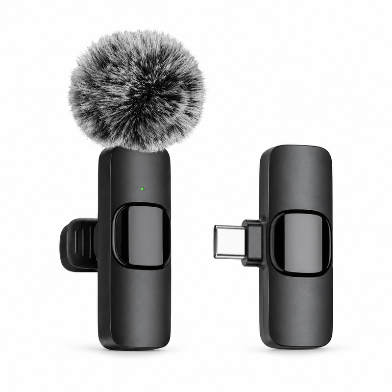 Verbex K9-Black Drahtloses Mini-Mikrofon für Live-Streaming, Aufnahmen und Interviews – All-in-One-Funk-Lavalier-Mikrofon mit USB-C-Anschluss