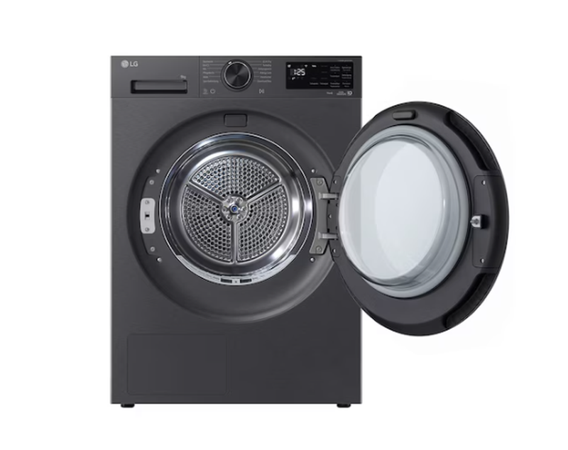 LG RT90X9B Wärmepumpentrockner, 9 kg, Energieeffizienzklasse A, Dual Inverter Wärmepumpe, AI Dry, selbstreinigender Kondensator, Wi-Fi, Mattschwarz