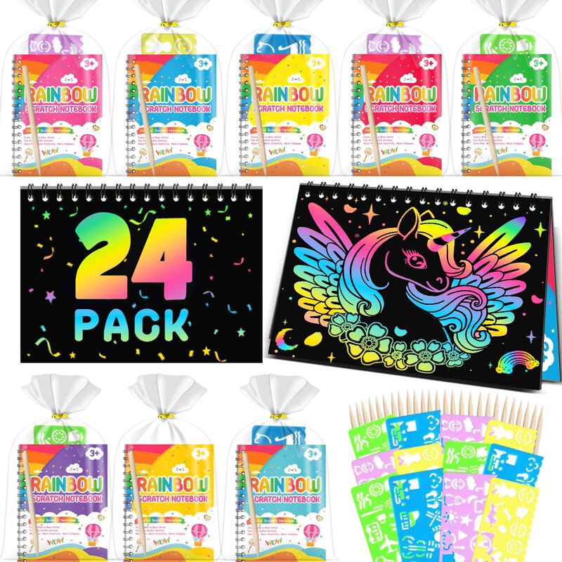 Regenbogen-Kratz-Kunst Notizbücher Set 24er-Pack