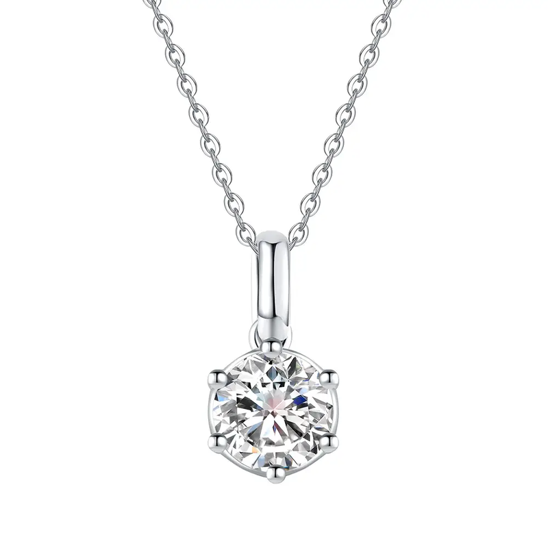 ALAIN MICHAL Classic Kollier Silber 925 mit Saphir und Diamant synthetisch 1 Karat D/VVS Blaue Punkte