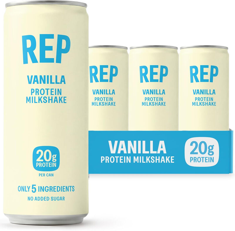 REP Protein Shakes with Only 5 Ingredients Vanilla Flavour - 8 x 250ml