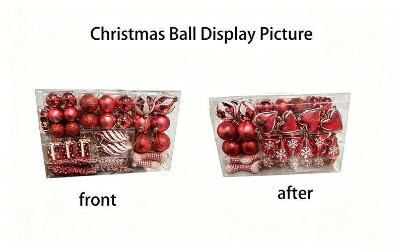 JU7CER 72 piece Christmas decoration ball set, including Christmas tree, love Christmas ball, socks, Christmas ball, suitable for Christmas tree decoration, holiday decoration, red