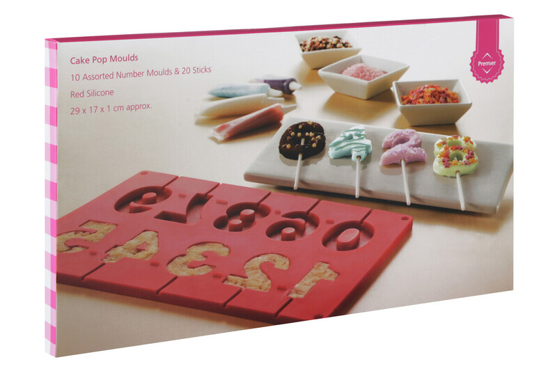 Essentials By Premier Red 10 Number Moulds And 20 Sticks Cake Pop Mould