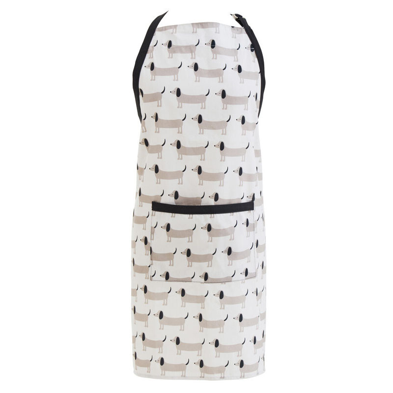 Kitchen Apron Sausage Dog Cream/Black