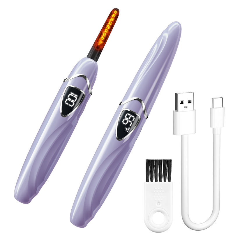 Sunluxy S600 Lila Elektrischer Wimpernformer, Natürliches Lockenstyling, LED-Temperatur- und Leistungsanzeige, Intelligente sichere automatische Abschaltung, Wiederaufladbarer tragbarer Wimpernformer