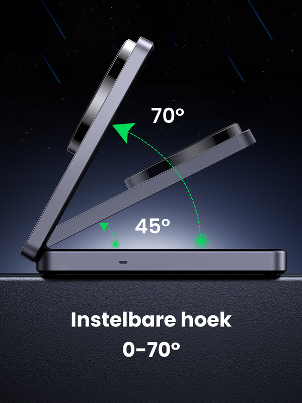 Ugreen 2-in-1 MagSafe-oplader zwart