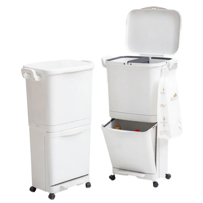 Vertical 2 Compartments Trash Can (45L)