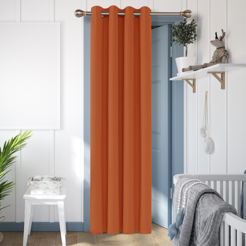Blackout Plain Fabric 8 White Grommet No Tie Curtain， 1Pcs W132xL160 Orange Yellow