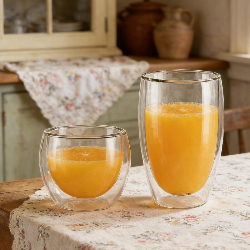 Glass Cups Tea Glasses Drinking Glasses Coffee Glass Straw2 220ml+350ml 2pcs