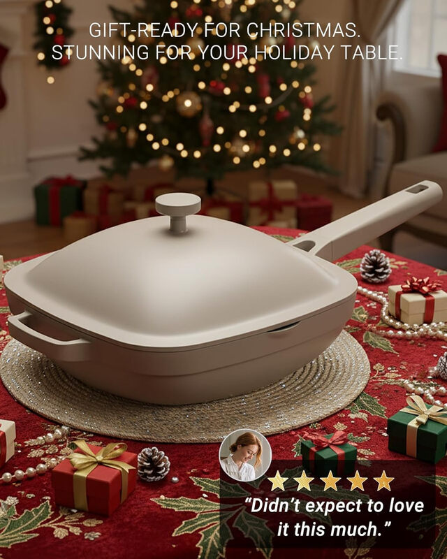 10.5 Inch(3.8QT) Ceramic Pan with Lid, Non Stick Frying Pans Cast Aluminum Deep Sauté