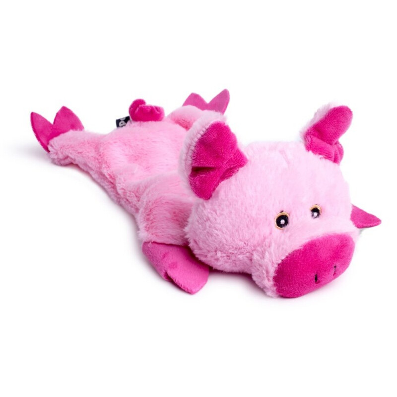 Buddies Crinkle Flat Pig Plush Dog Toy