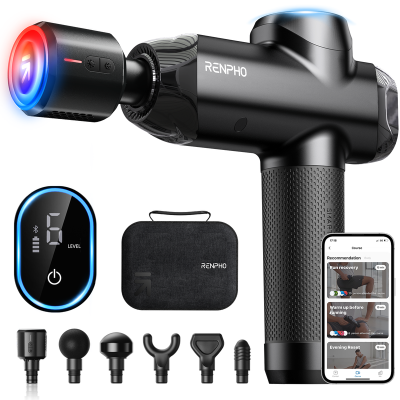 RENPHO Power+ massagepistool met 6 opzetstukken en 6 snelheden