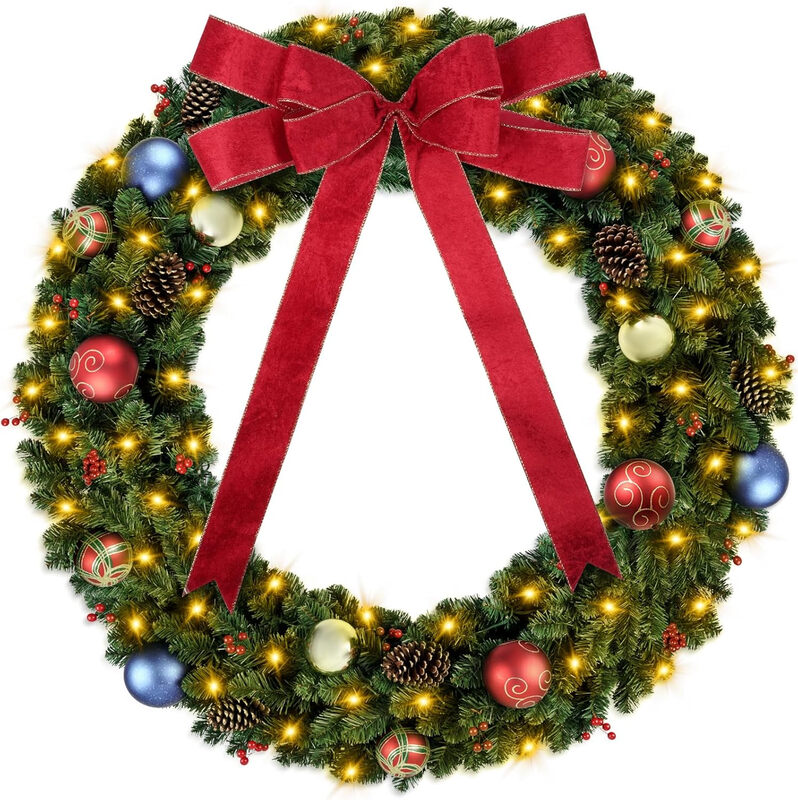 DDHS Couronne de Noël 60 pouces avec lumières - 1 pièce