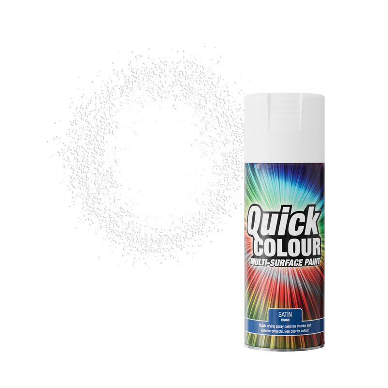 QUICK COLOUR MULTI SURFACE SPRAY PAINT WHITE SATIN 400ML