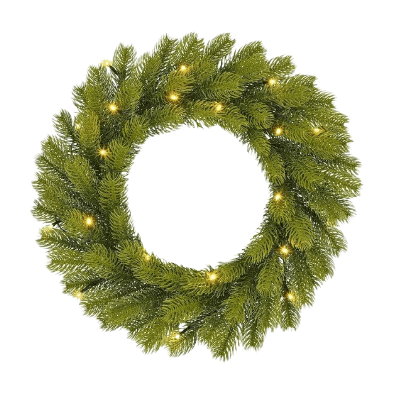 Black Box Trees Couronne de Noël Nagoya avec Éclairage LED - H12 x Ø45 cm - Vert