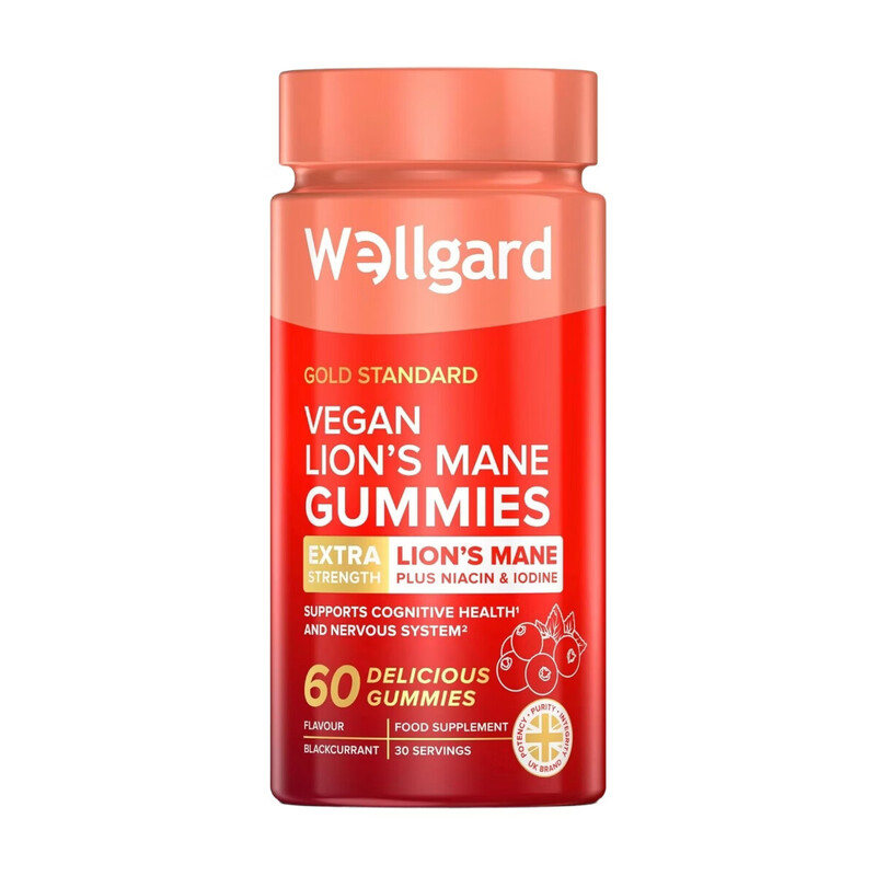 Lion's Mane Gummies for Brain Function with Niacin & Iodine, Vegan Cognitive Support,