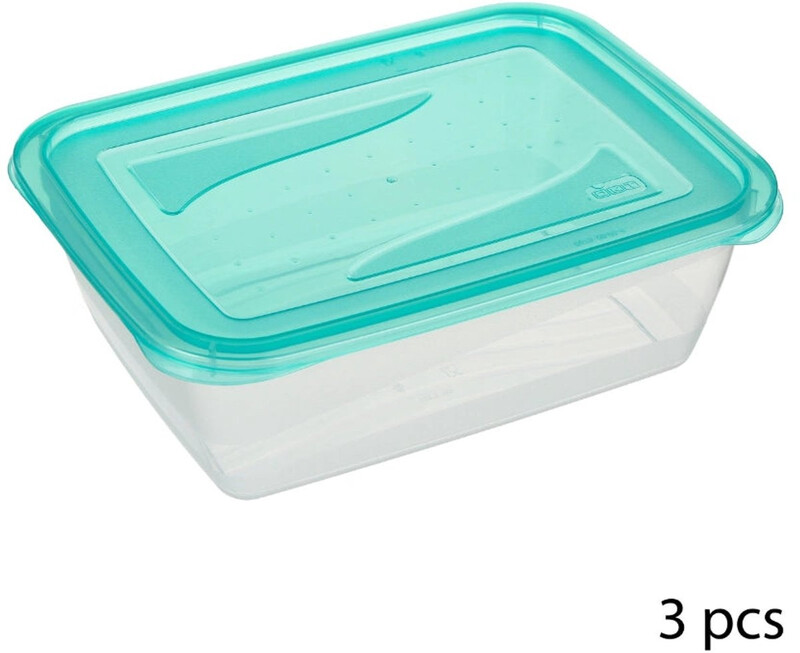 5five PE Voedselopslagdozen Set - 3 stuks, Transparant, 1,25 L