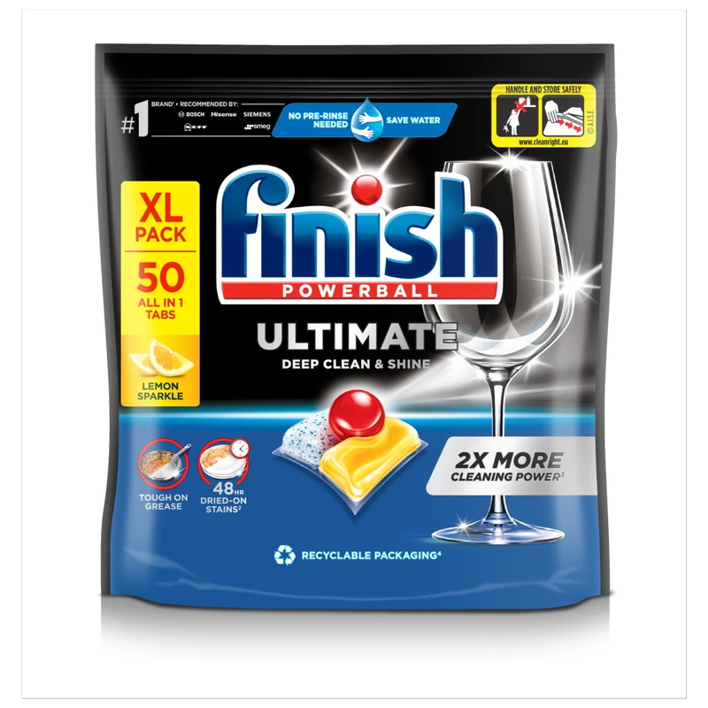 Finish Ultimate Deep Clean & Shine Dishwasher Tablets, Lemon, 50 Tabs