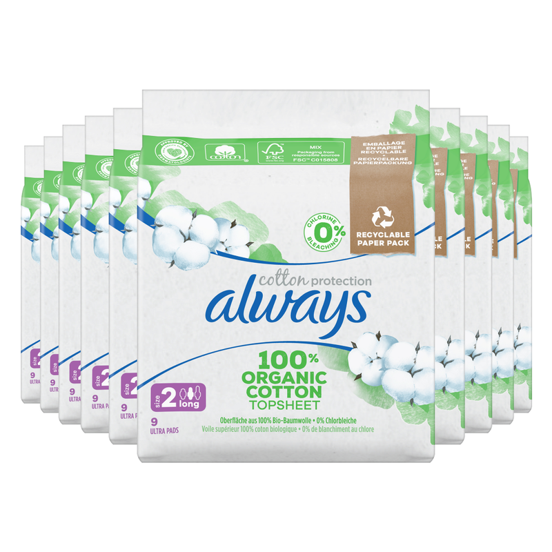 Always katoenbescherming (maat 2) maandverband 9 stuks