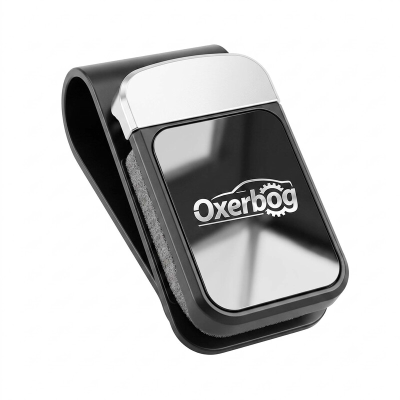 Oxerbog Zonnebrilhouder voor in de zonneklep van de auto, bescherming van zacht schuim, klikbevestiging, autoaccessoires, accessoires voor de zonneklep, automatische zonnebrilhouder die met één hand kan worden vastgeklikt, geschikt voor zonnebrillen en brillen op sterkte, past op de meeste automodellen (zwart)