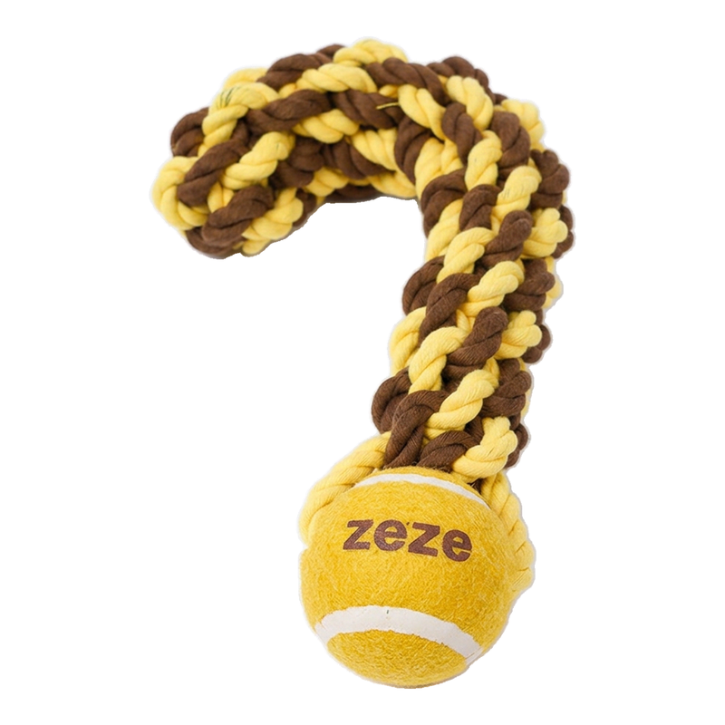 zeze "Really" Rope Ball Pet Toy, Interactive Chew Toy for Cats Dogs (Yellow)