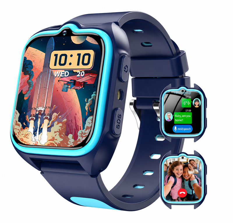 Blackview Z30 1,75" Kinder-Smartwatch, Tap-to-Friends-Funktion, GPS+WiFi+LBS-Ortung, Standby>5 Tage, SOS-Taste, 4G, Schulmodus (keine Spiele), IP68, Schrittzähler, blau