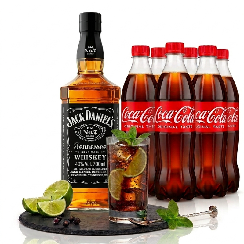 Vorteilspack Jack Daniel's Old No. 7 Tennessee Whiskey 0,7 L + Coca-Cola Original Geschmack 6x1,25 L