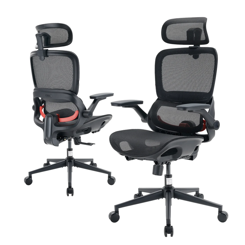 SIHOO B100 Ultra Ergonomic Office Chair, Mesh Office Chair with Adaptive Lumbar Support, Computer Chair with Wide Headrest, Desk Chair with 360° Rotatable Flip-Up Armrests, Ebony
