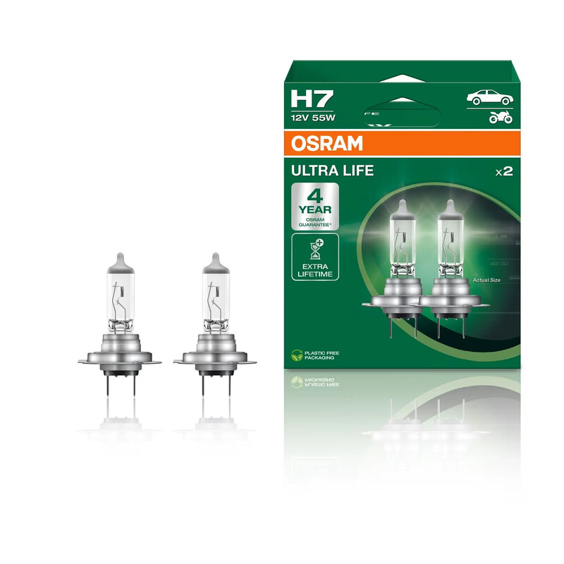 OSRAM ULTRA LIFE, H7, halogeen koplampen, 2 lampen