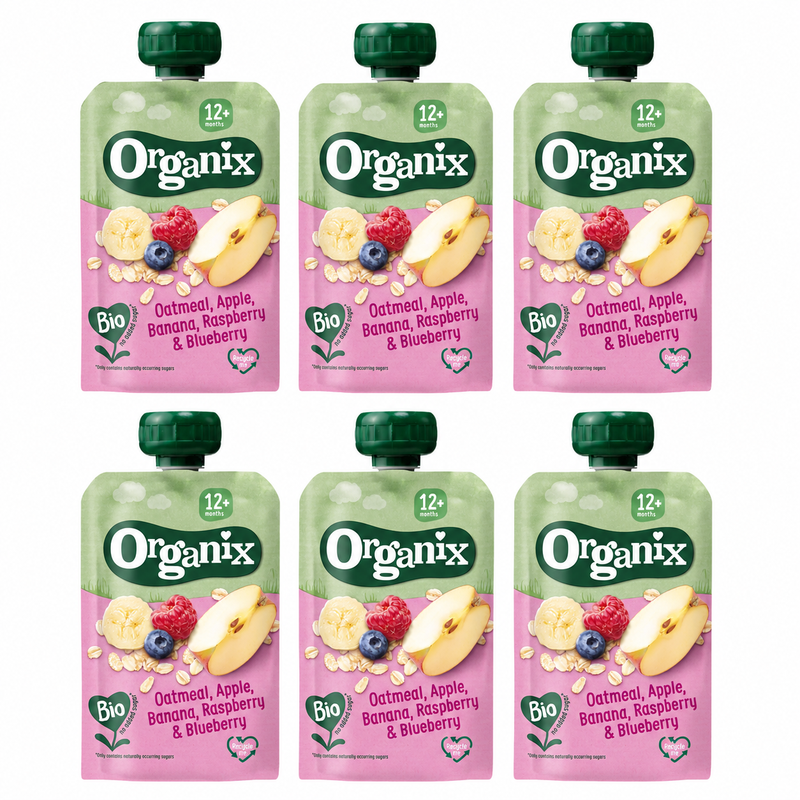 Organix Knijpfles Fruit Oat, Appel & Banaan 12 m+ 100 g x 6