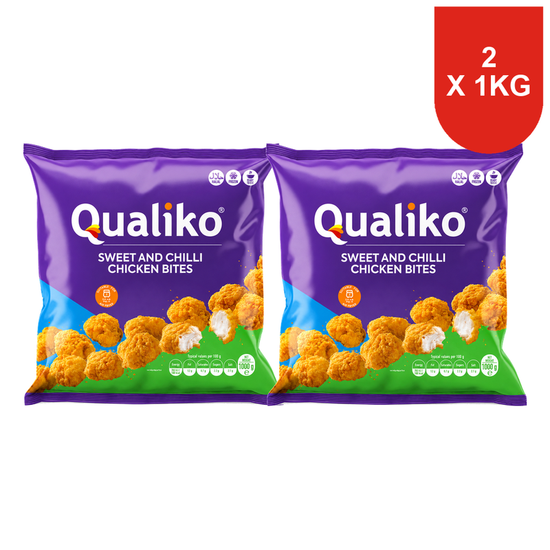 Qualiko diepvries zoete en chili kipstukjes 1 kg x 2
