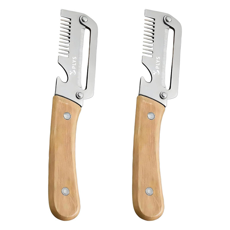 Schäler mit Holzgriff, multifunktionaler Schäler und Reibeset für Obst und Gemüse, Familien-Set, 2 Stück