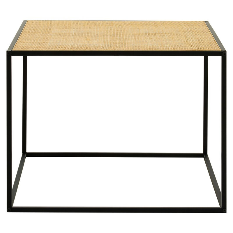 Coffee Table Depok Square Black/Rattan