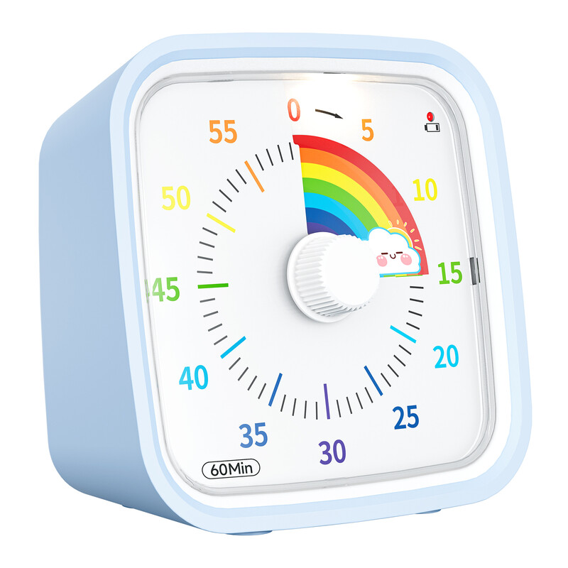 Rainbow Visual Timer with Protective Case, Silent 60-Minute Countdown Timer for Kids