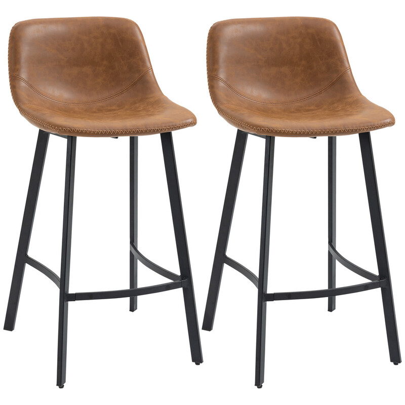 Bar Stools Faux Leather Brown/Black 2pcs