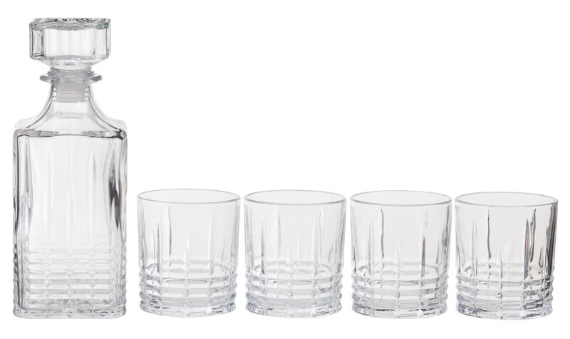 Dayla Ribbed Pattern Decanter With Four Glasses