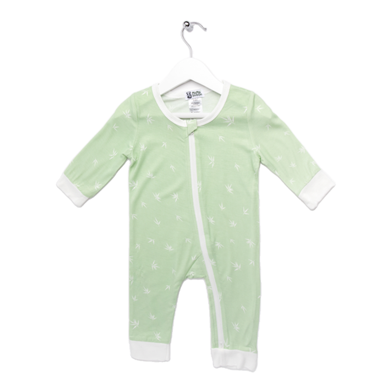 Mama Bamboo Babygrow 9-12 Months Green Bamboo Print