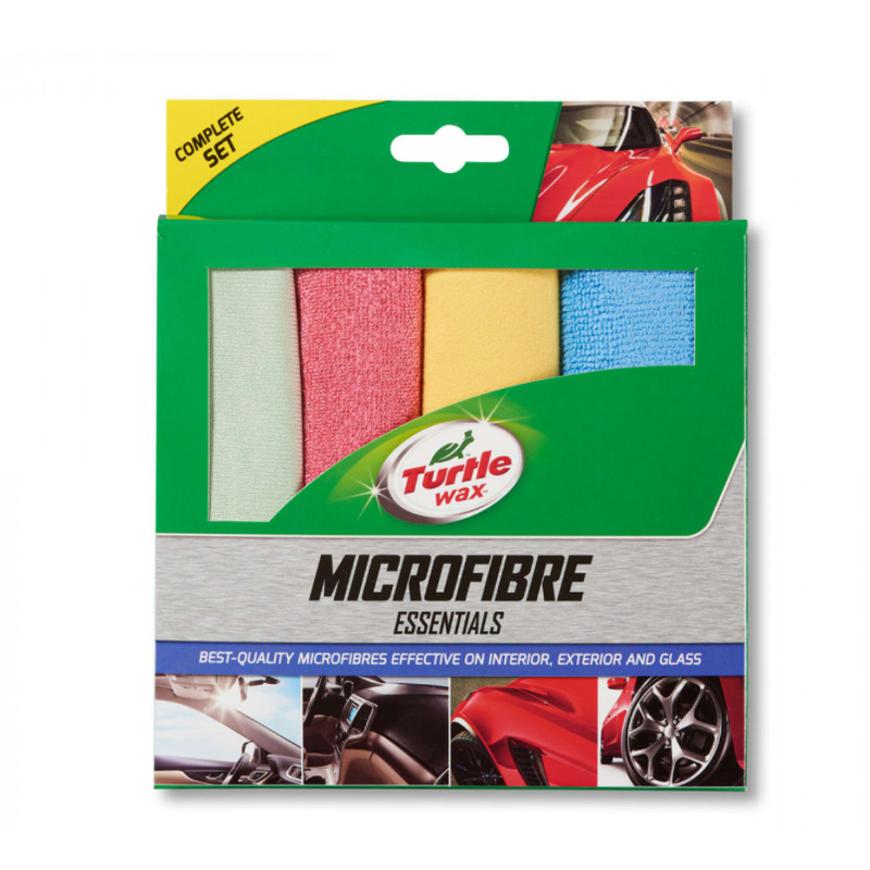 Turtle Wax Blue/Green/Orange Essential Microfibre Cloths (Pack Of 4)