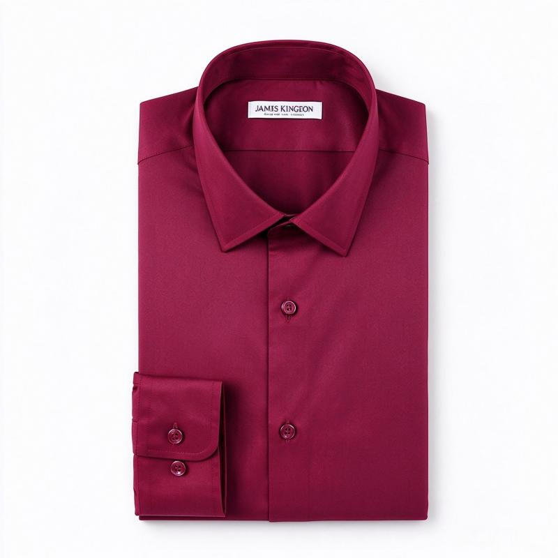 JAMES KINGDOM CVC Heren Katoenen Overhemd Bordeauxrood 41-L