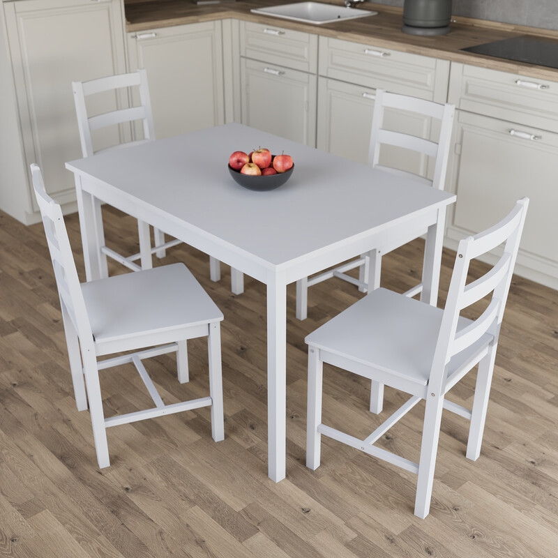 Vida Designs Yorkshire 4 Seater Dining Set, White