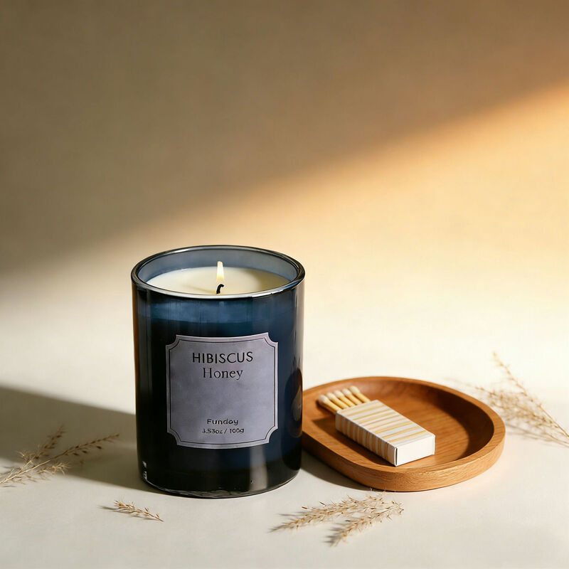 Amber Time Scented Candle - Hibiscus Honey (Dark Blue), 100G, 1PC