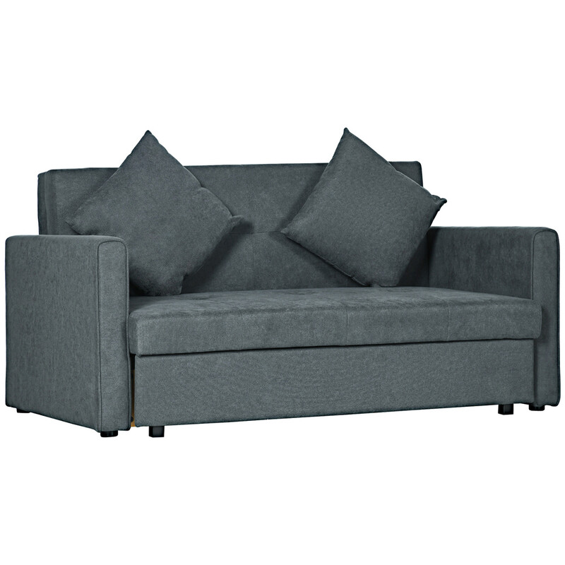 Homcom Sofa Bed 2 Seater Fold Out with 2 Cushions Charcoal