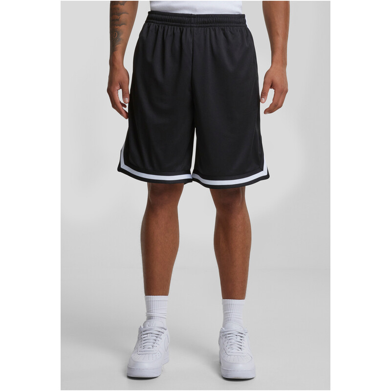 Urban Classics Stripes Mesh-Shorts, schwarz/schwarz/weiß, Größe S